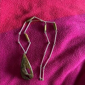 Handcrafted wood and silver Pendant Necklace - Women Jewelry
